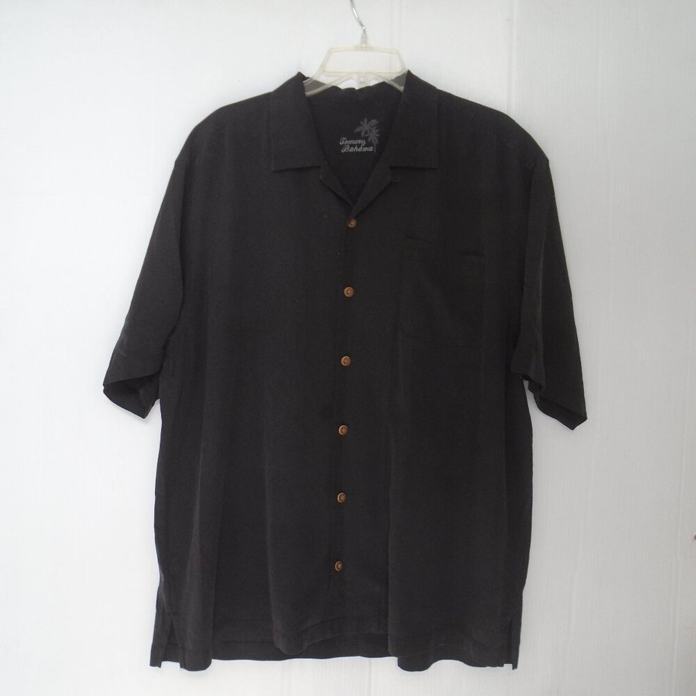 Tommy Bahama "Cigars and Cars" Embroidered Silk Shirt Mens Size XL Black - Picture 3 of 4